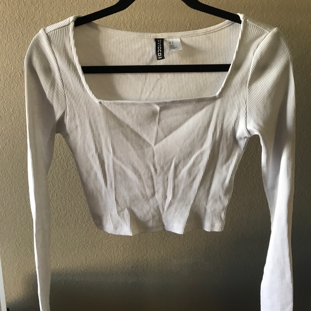 H&M white square neck crop top NWOT